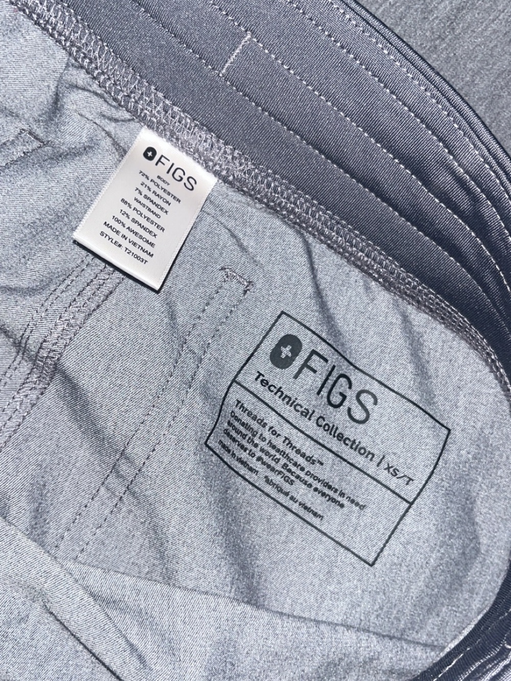Figs matching set gray and blue straight leg pants XS tall , top XS women’s - Picture 4 of 4